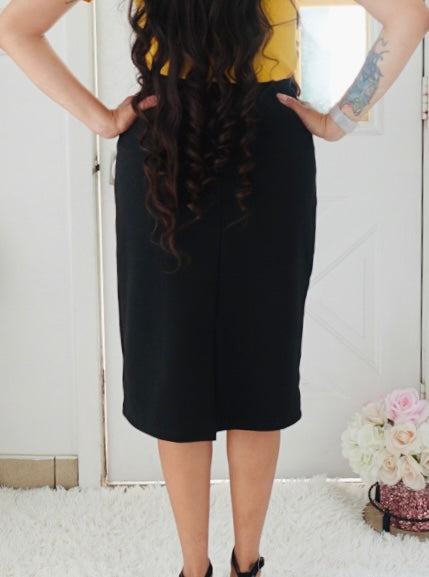 Yaretzi Black Pencil Skirt