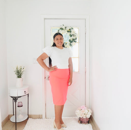 Yaretzi Neon Pink Pencil Skirt