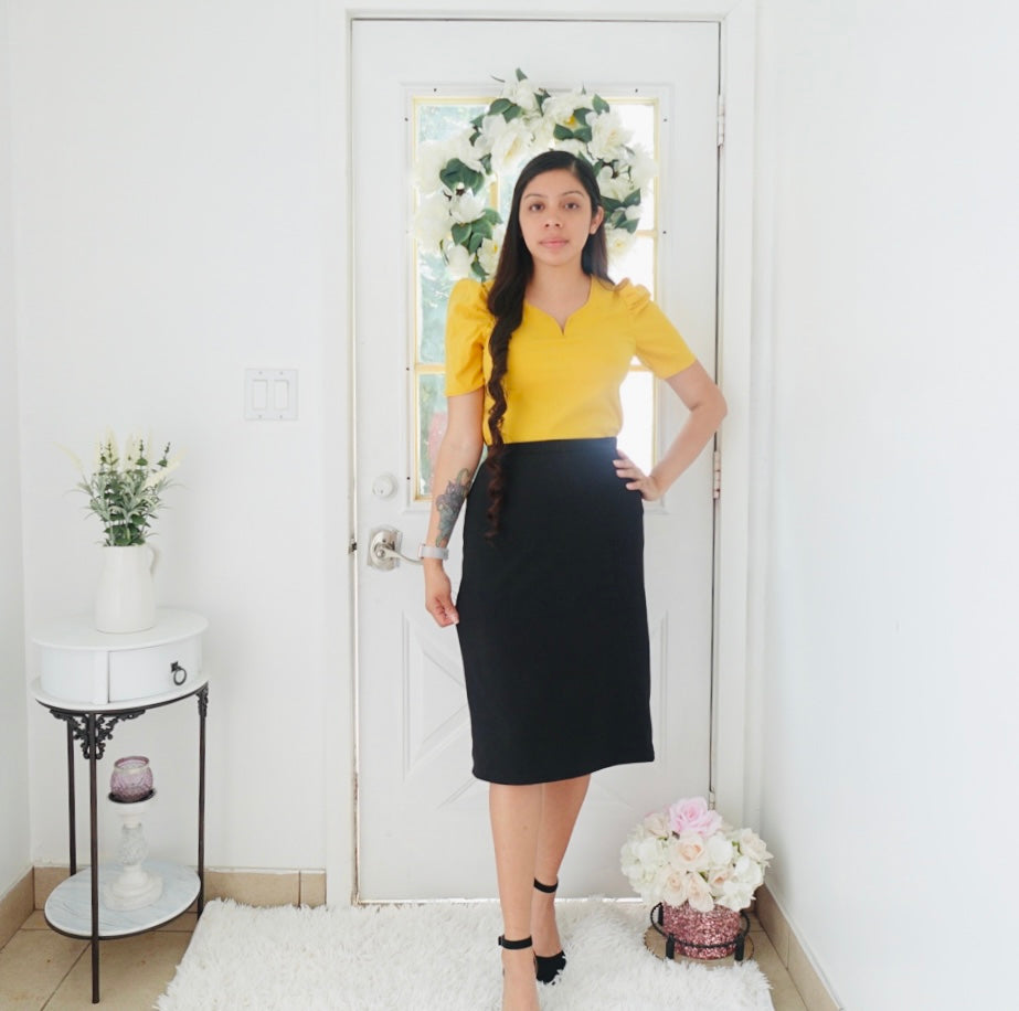 Yaretzi Black Pencil Skirt