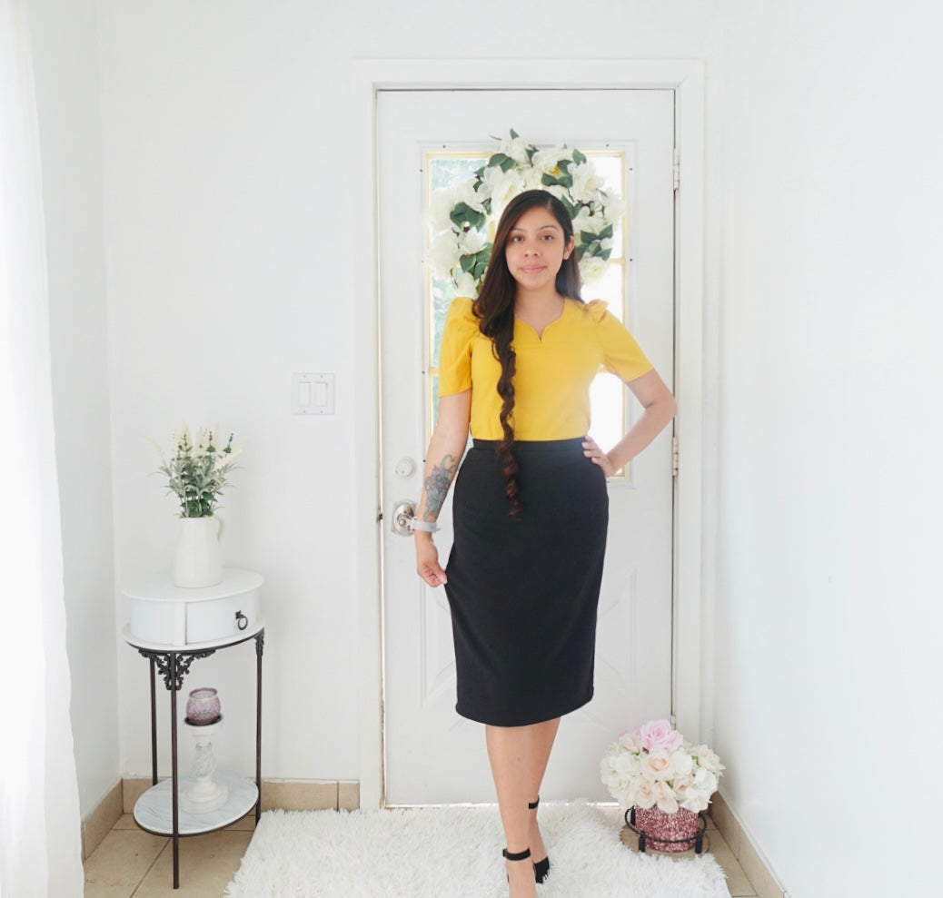 Yaretzi Black Pencil Skirt