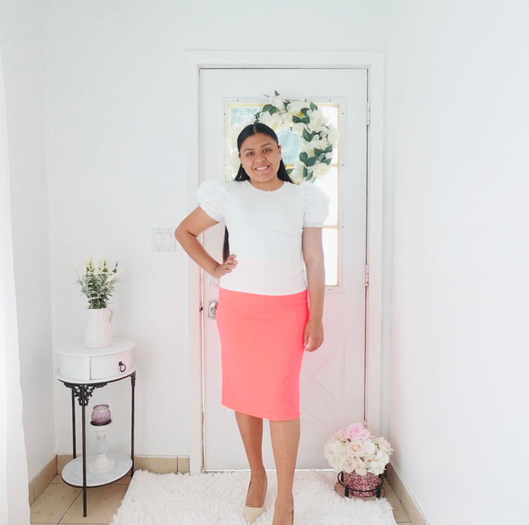 Yaretzi Neon Pink Pencil Skirt